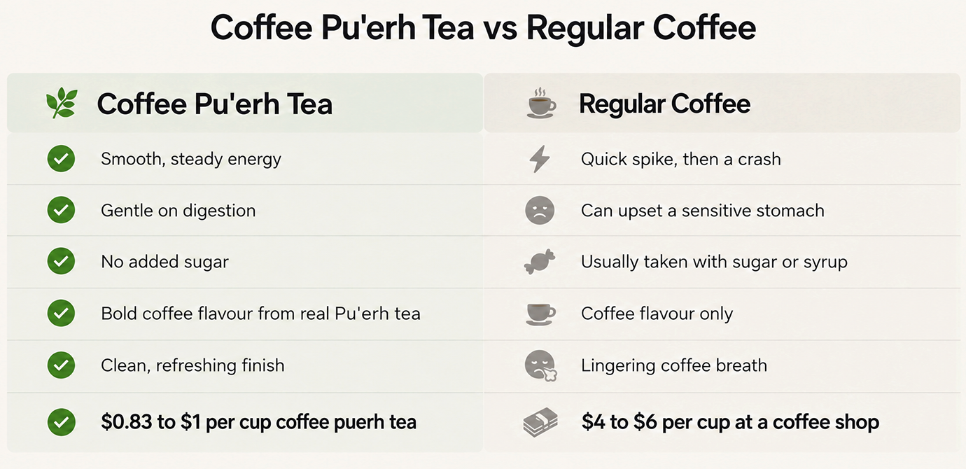 Coffee Pu'erh Tea vs Regular Coffee